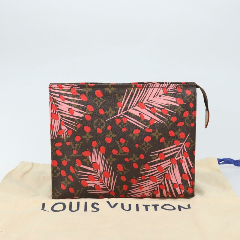 【日本直送】路易威登 Monogram Jungle Dot Poche Toilette 26 手拿包 紅色 LV 正品 169734M-11