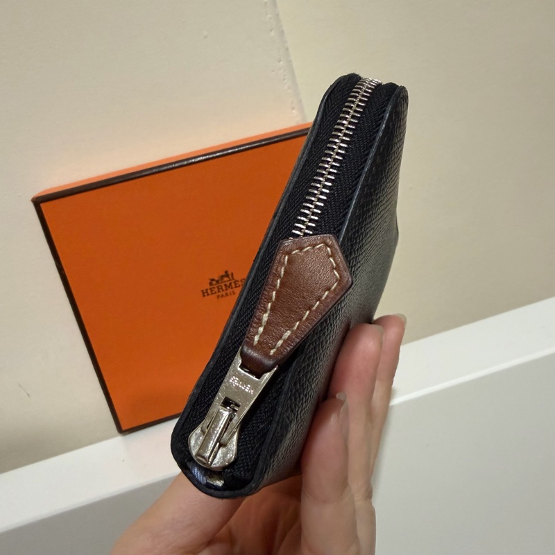 Hermes 愛馬仕 自由之城 狗來富 絲巾短夾 黑-6