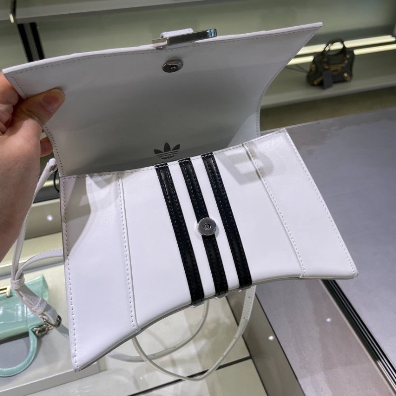 ⏰限時特賣價🌺Balenciaga x adidas 593546 小款 Hourglass S 小牛皮沙漏包  白色-2