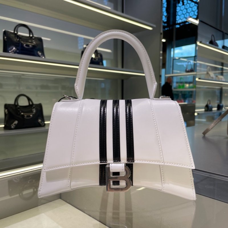 ⏰限時特賣價🌺Balenciaga x adidas 593546 小款 Hourglass S 小牛皮沙漏包  白色-4