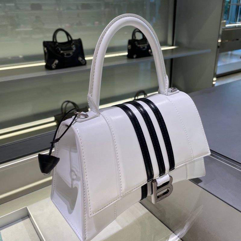 ⏰限時特賣價🌺Balenciaga x adidas 593546 小款 Hourglass S 小牛皮沙漏包  白色-5