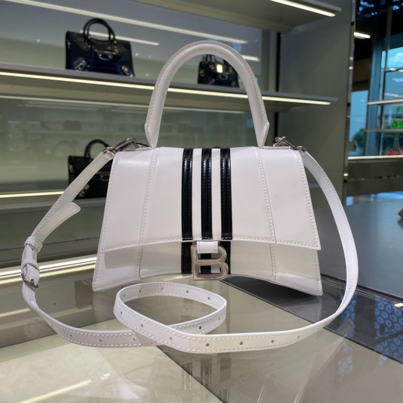 ⏰限時特賣價🌺Balenciaga x adidas 593546 小款 Hourglass S 小牛皮沙漏包  白色-8