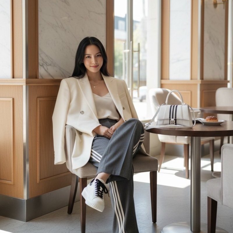 ⏰限時特賣價🌺Balenciaga x adidas 593546 小款 Hourglass S 小牛皮沙漏包  白色-15