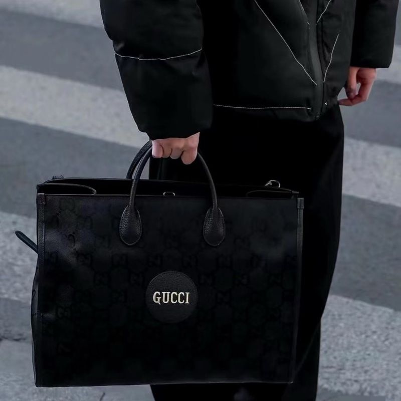 GUCCI Off The Grid 老花Logo皮革徽標大容量 尼龍托特包購物袋斜背手提包 43*18.5*34 98新配件塵袋-0