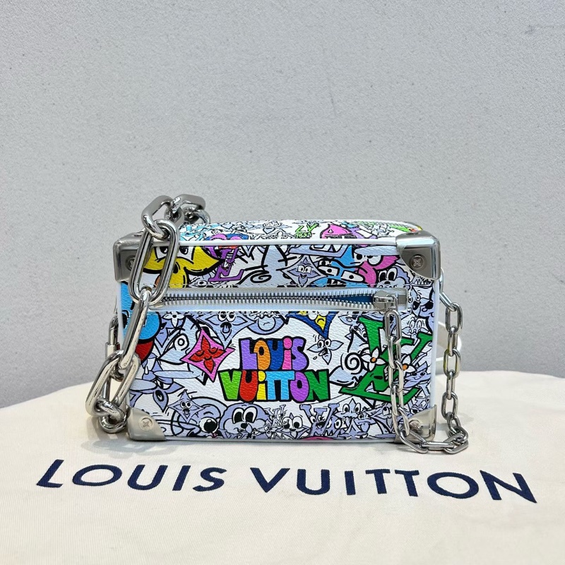 LV SOFT TRUNK Mini 1155 列 塗層帆布牛皮飾邊 方盒子包 18.5cm*8*13 全新配件塵袋-1