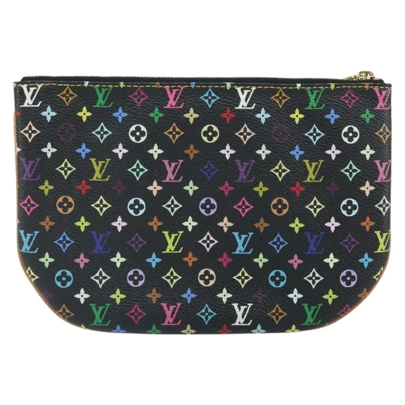 【日本直送】路易威登 Monogram Multicolor Pochette GM 手拿包 黑色 M60027 LV Auth 171588-1