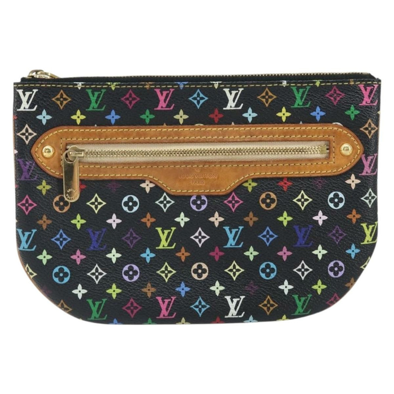 【日本直送】路易威登 Monogram Multicolor Pochette GM 手拿包 黑色 M60027 LV Auth 171588-12