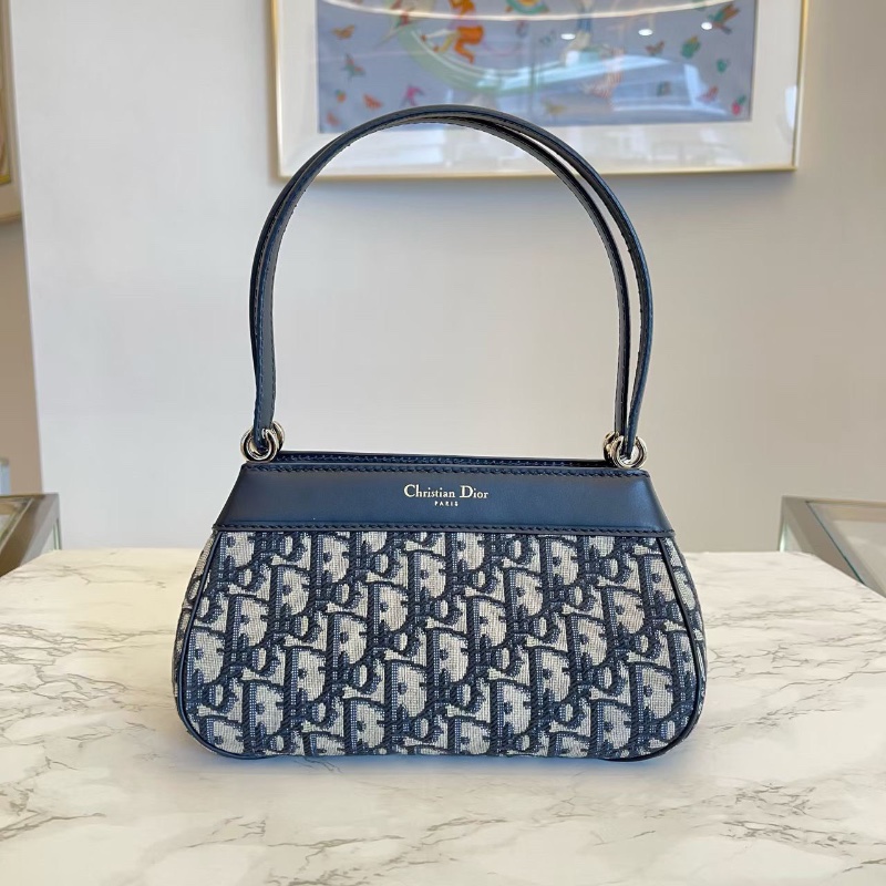 DIOR Key 金扣 Oblique老花刺繡光面牛皮革腋下包肩背包手提包 22*12*12.5 全新配件塵袋盒子-8