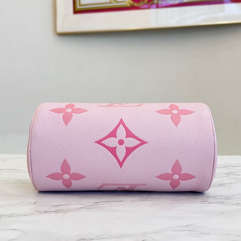 LV 巴比龍 Summer BundlePapillon 漸變老花紋 小牛皮 二合一手提包肩背斜背包小號 櫻花粉 20*10*10cm  99新配件塵袋-5