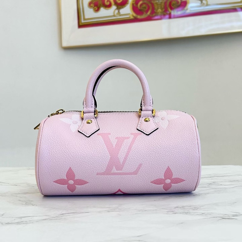LV 巴比龍 Summer BundlePapillon 漸變老花紋 小牛皮 二合一手提包肩背斜背包小號 櫻花粉 20*10*10cm  99新配件塵袋-7