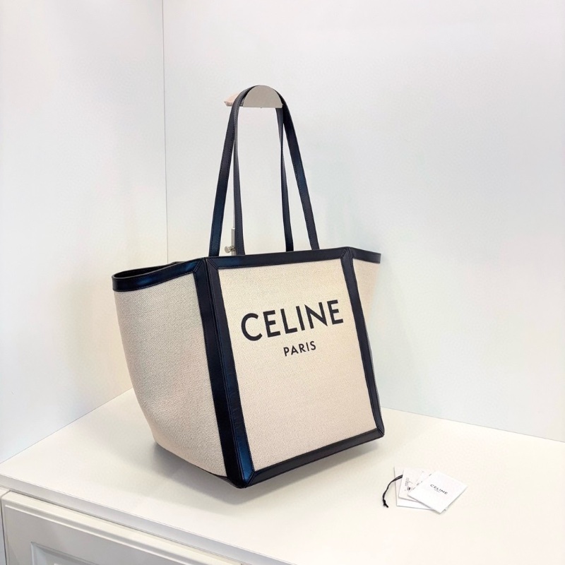 Celine 香草色帆布拼黑皮蝙蝠大tote托特包/沙灘包  30*30*25 全新閒置配件塵袋-5