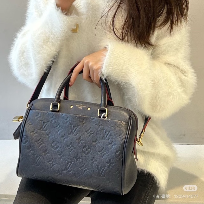 LV 全皮 午夜藍 Speedy25 25*18*15 98新配件塵袋盒子-0