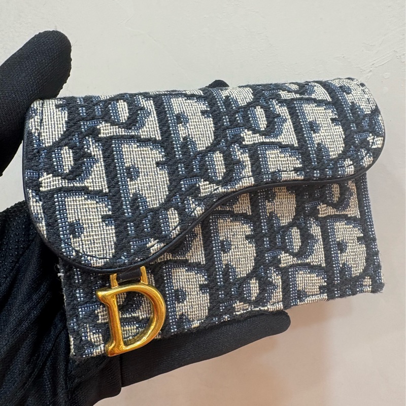 Christian Dior 藍OBLIQUE SADDLE卡包-0