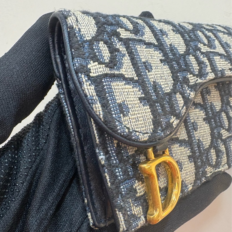 Christian Dior 藍OBLIQUE SADDLE卡包-1