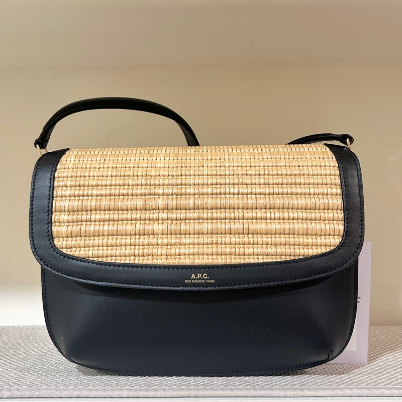 A.P.C. Sarah 肩背包 織品皮革拼接-6