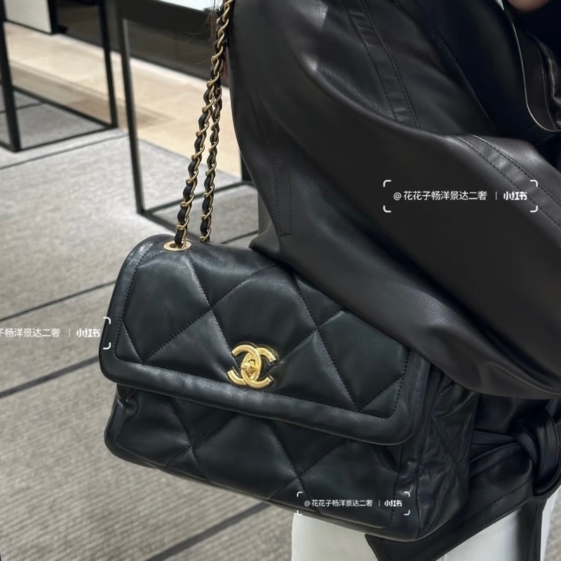 新款25K香奈兒FLAPBAG Chanel 黑金羊皮豆腐斜背包AS5737-2