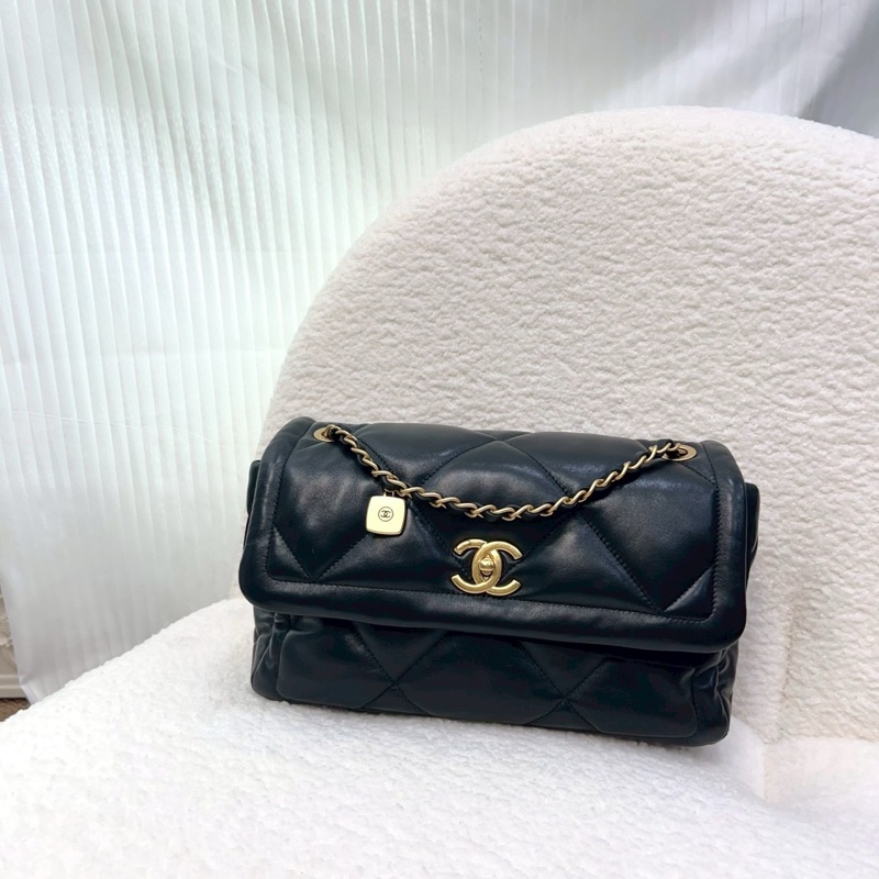 新款25K香奈兒FLAPBAG Chanel 黑金羊皮豆腐斜背包AS5737-4