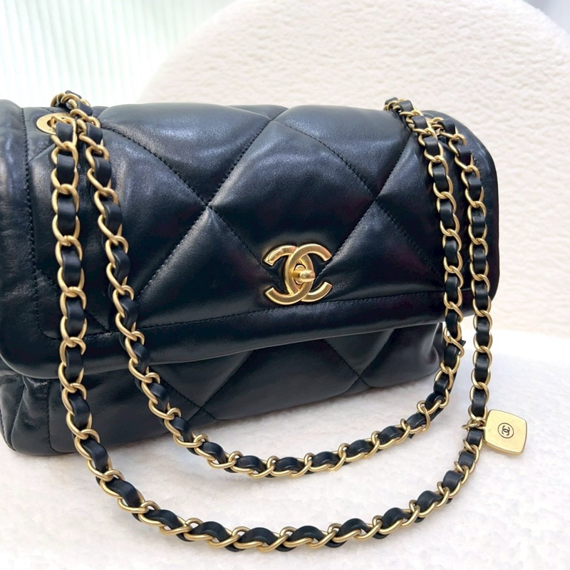新款25K香奈兒FLAPBAG Chanel 黑金羊皮豆腐斜背包AS5737-17