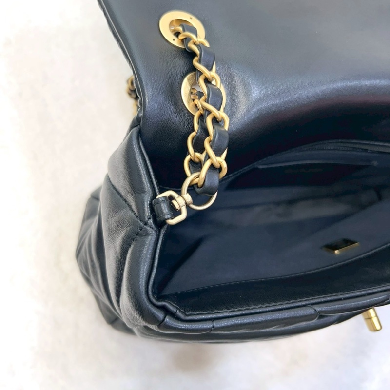 新款25K香奈兒FLAPBAG Chanel 黑金羊皮豆腐斜背包AS5737-23