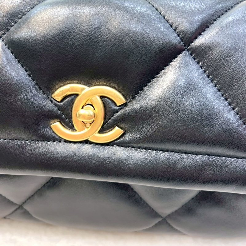 新款25K香奈兒FLAPBAG Chanel 黑金羊皮豆腐斜背包AS5737-24