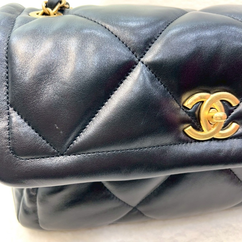 新款25K香奈兒FLAPBAG Chanel 黑金羊皮豆腐斜背包AS5737-26