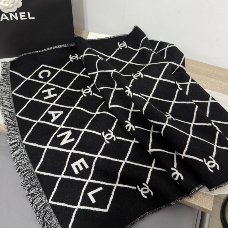 Chanel 26p 爆款經典菱格圍巾🧣 全新全配 黑色-4