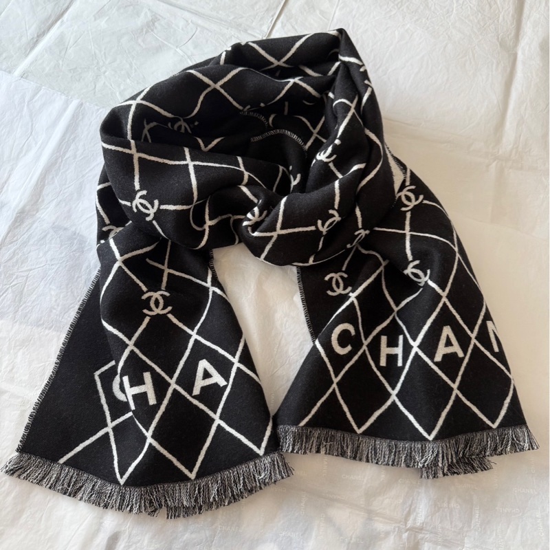 Chanel 26p 爆款經典菱格圍巾🧣 全新全配 黑色-13