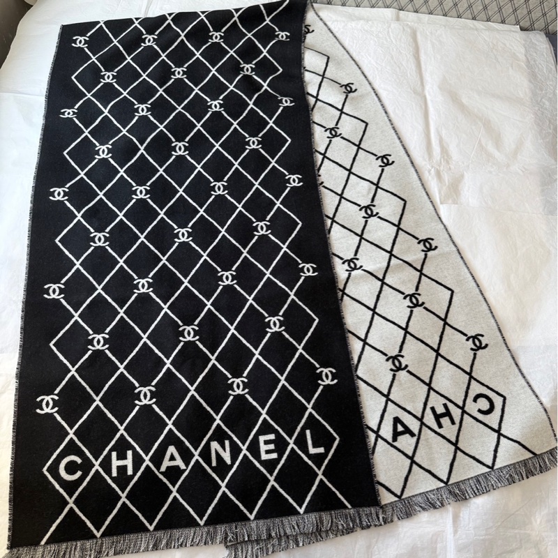 Chanel 26p 爆款經典菱格圍巾🧣 全新全配 黑色-19