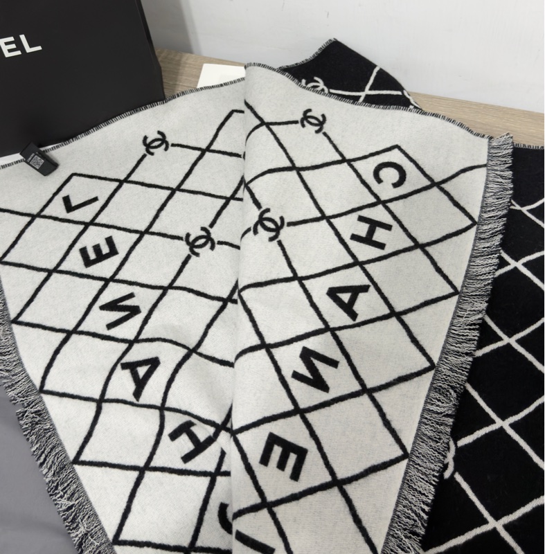 Chanel 26p 爆款經典菱格圍巾🧣 全新全配 黑色-27