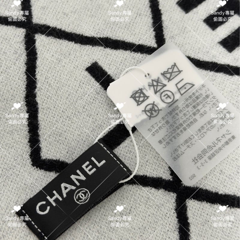 附盒子 Chanel 26p 爆款經典菱格圍巾🧣 全新全配 黑色-2