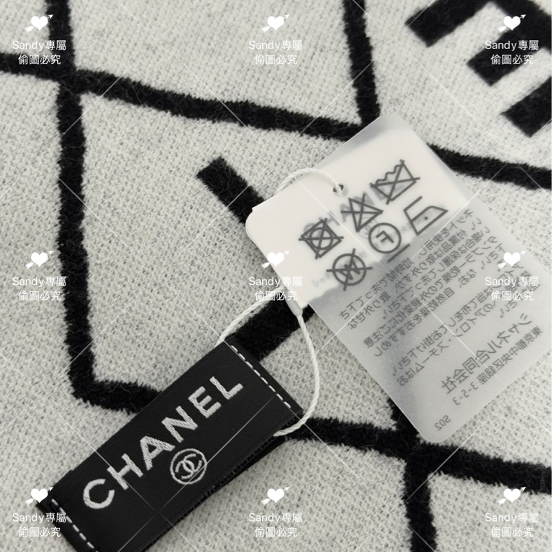 附盒子 Chanel 26p 爆款經典菱格圍巾🧣 全新全配 黑色-18