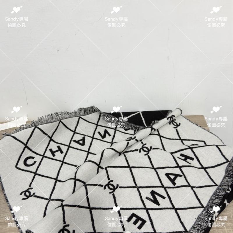 附盒子 Chanel 26p 爆款經典菱格圍巾🧣 全新全配 黑色-36