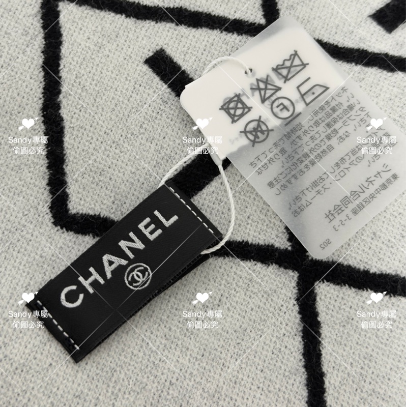 附盒子 Chanel 26p 爆款經典菱格圍巾🧣 全新全配 黑色-37