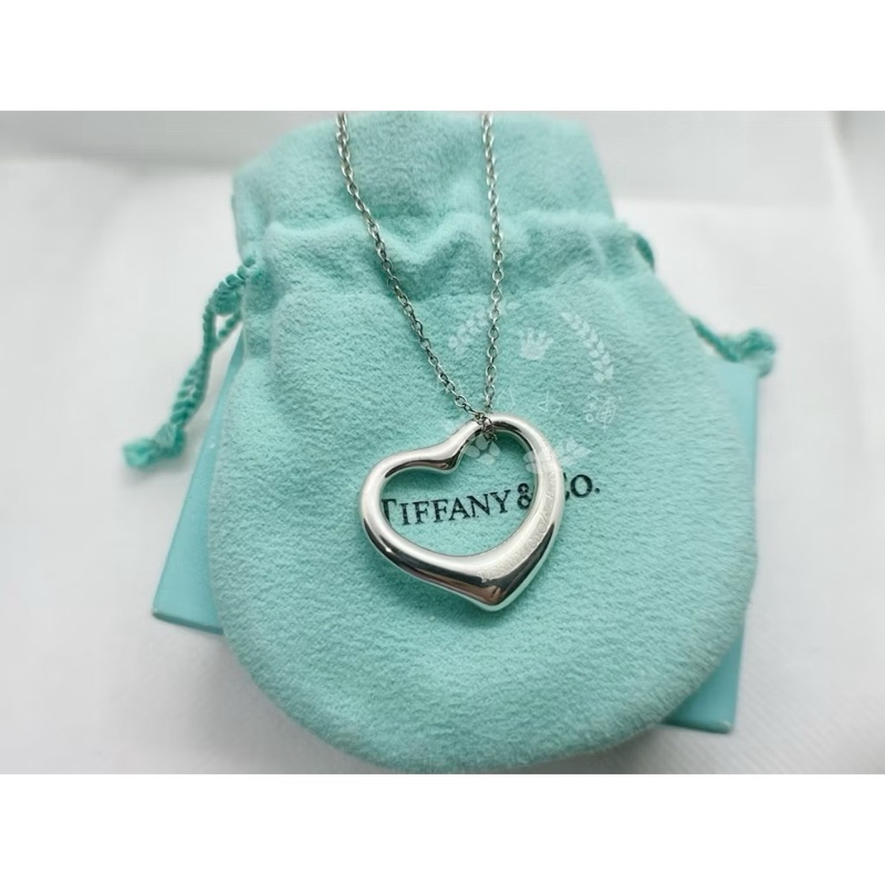 ~~趴趴小舖~~極新正品Tiffany &Co Elsa Peretti Open Heart(M號)愛心項鍊2602231710-0