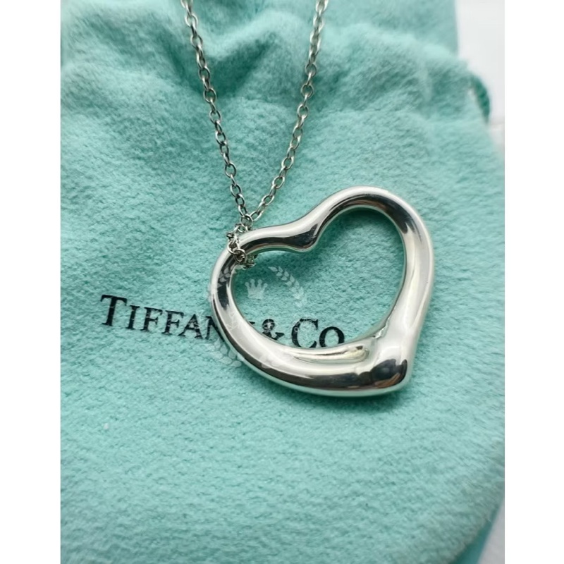 ~~趴趴小舖~~極新正品Tiffany &Co Elsa Peretti Open Heart(M號)愛心項鍊2602231710-2