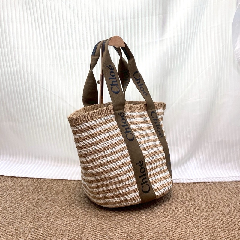 蔻依Chloe woody草編拚皮革托特包-2