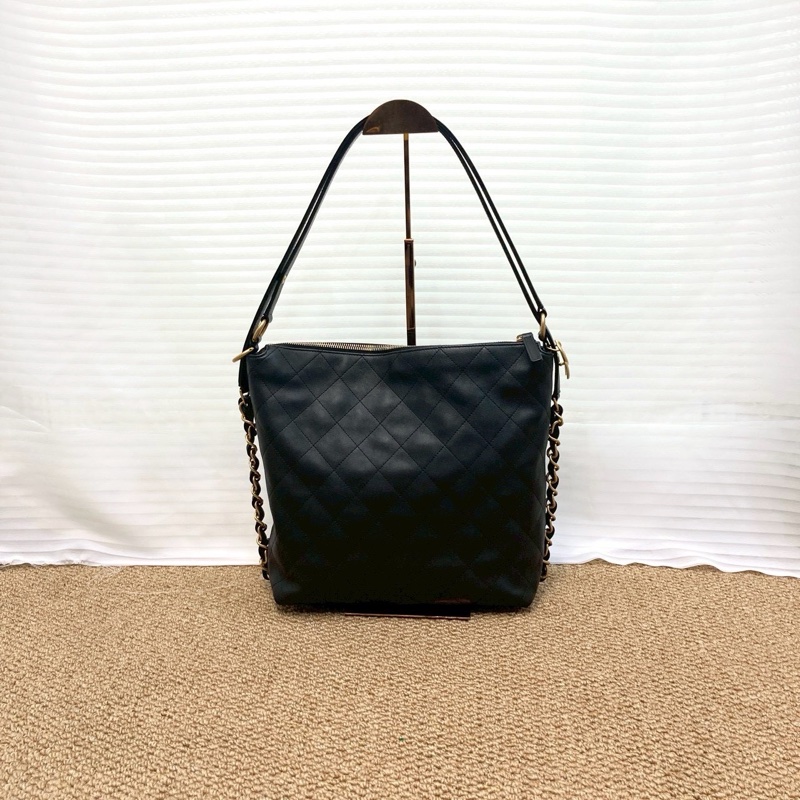 香奈兒25s Chanel 黑金嬉皮 hobo bag中號-6