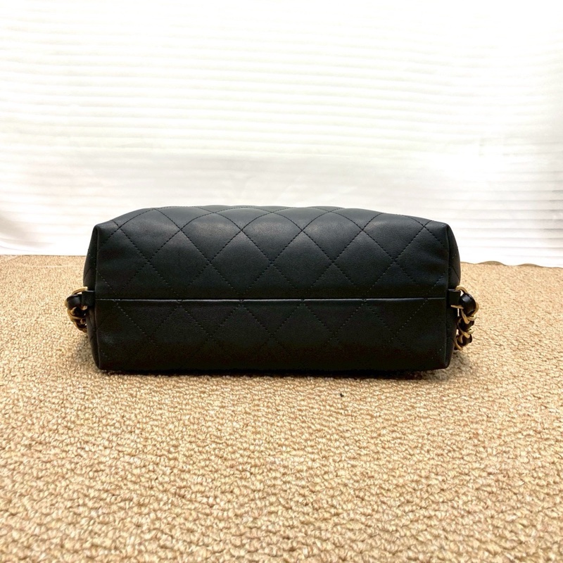 香奈兒25s Chanel 黑金嬉皮 hobo bag中號-9