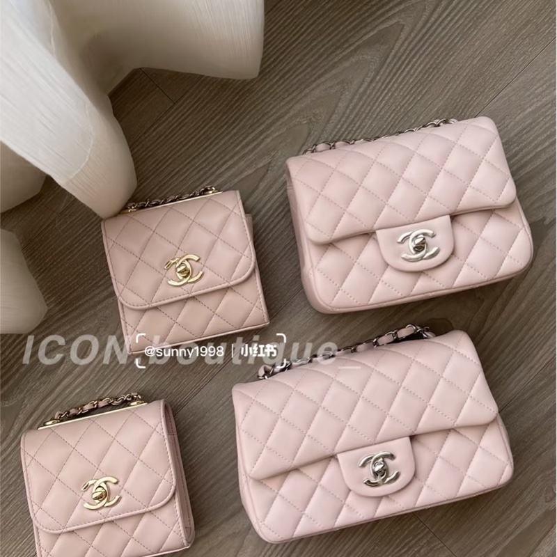 Chanel cf17 經典方胖子粉色 法國製-2