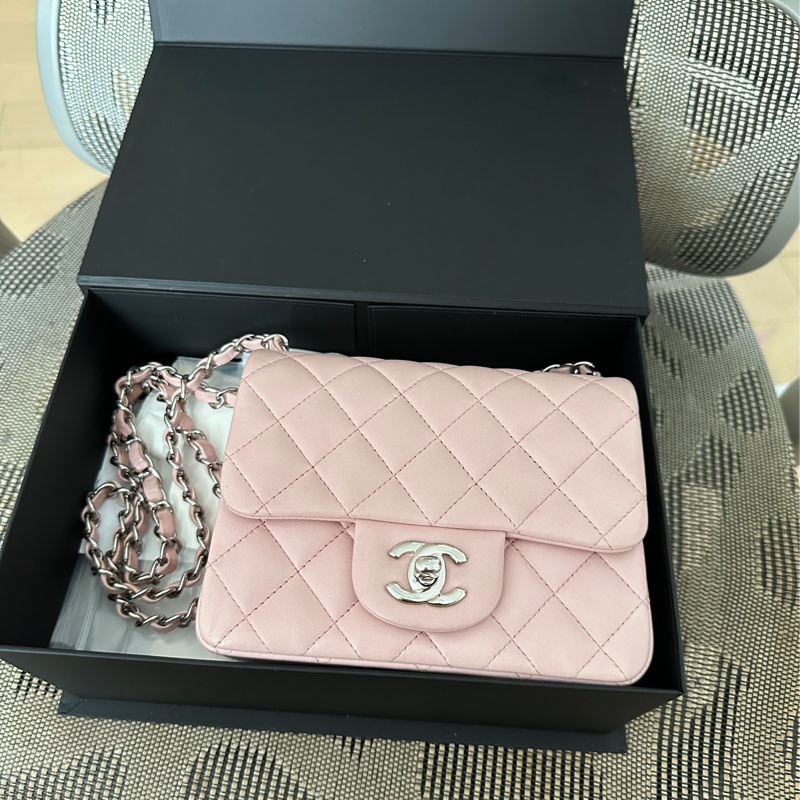 Chanel cf17 經典方胖子粉色 法國製-5