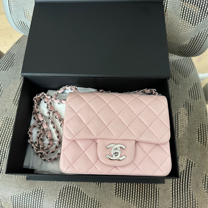 Chanel cf17 經典方胖子粉色 法國製-6