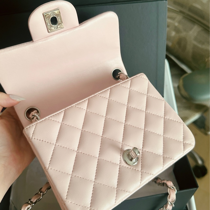 Chanel cf17 經典方胖子粉色 法國製-12