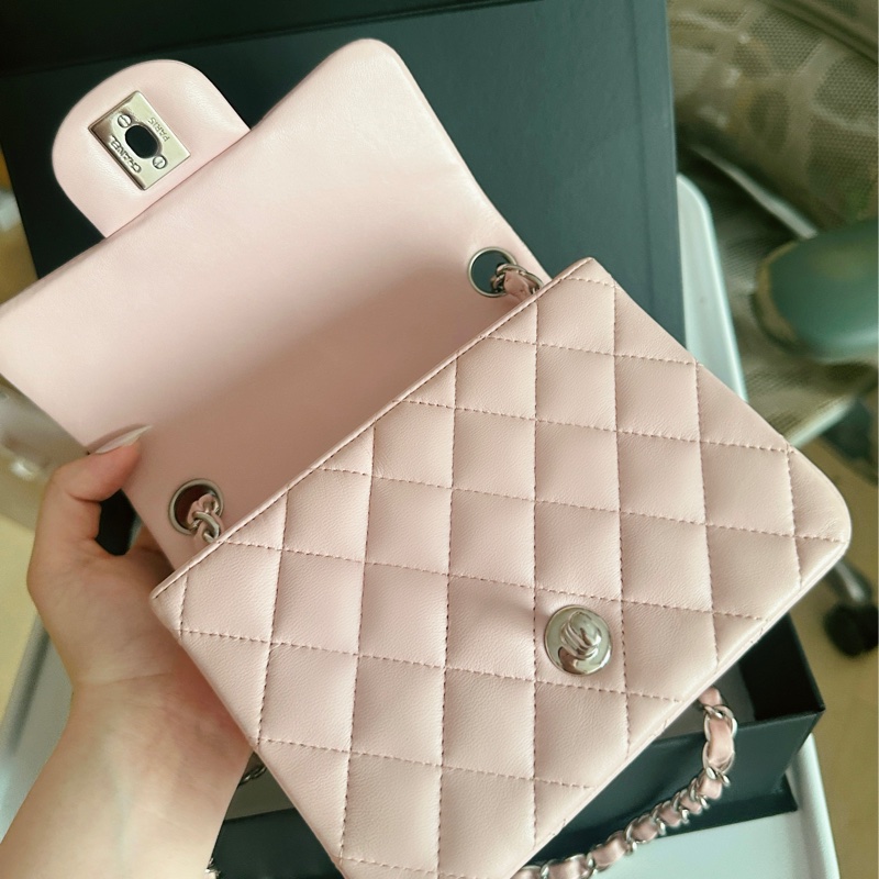 Chanel cf17 經典方胖子粉色 法國製-13