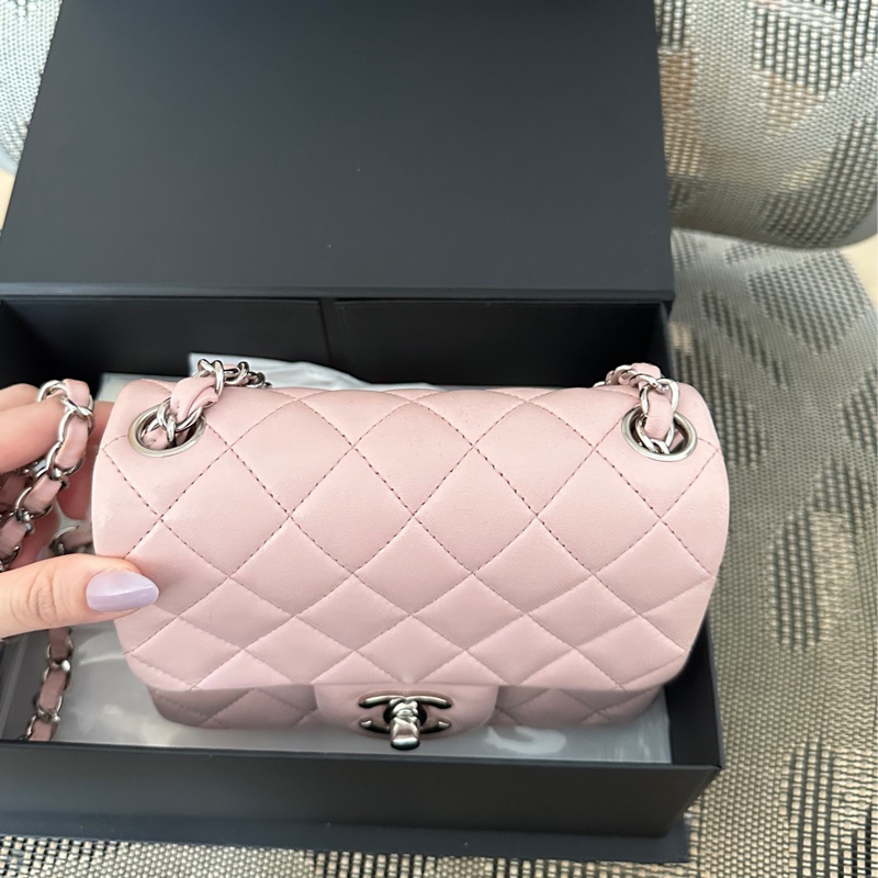 Chanel cf17 經典方胖子粉色 法國製-16