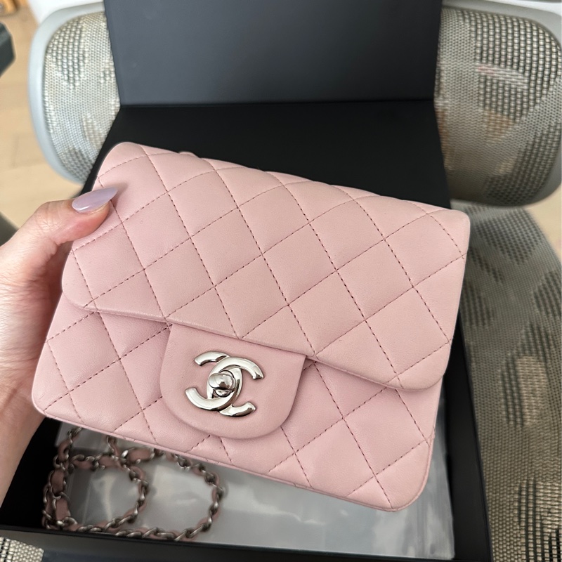 Chanel cf17 經典方胖子粉色 法國製-17