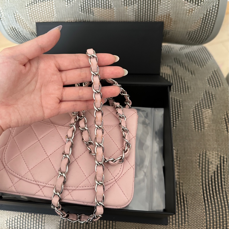 Chanel cf17 經典方胖子粉色 法國製-18