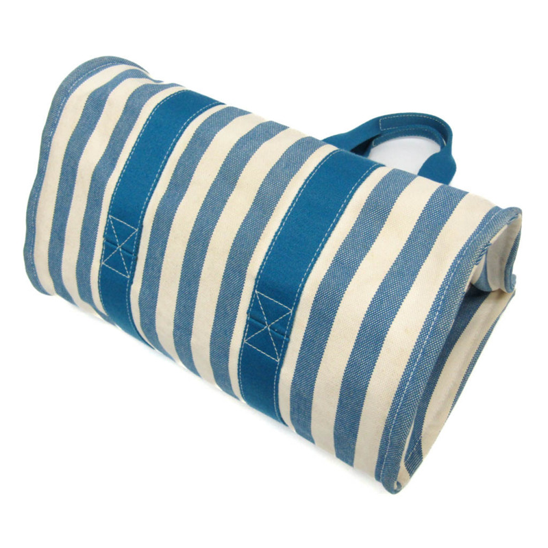 愛馬仕 Cannes MM 男女棉帆布手提包 藍色/白色-1