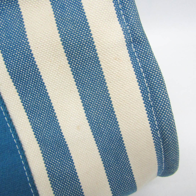 愛馬仕 Cannes MM 男女棉帆布手提包 藍色/白色-7