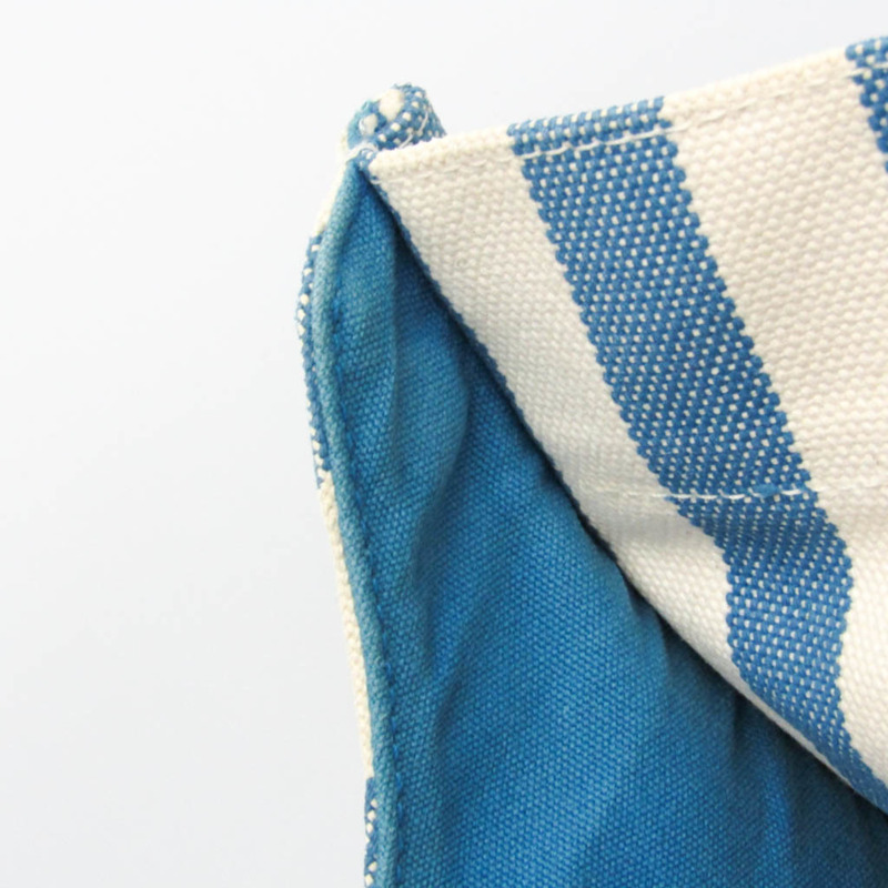 愛馬仕 Cannes MM 男女棉帆布手提包 藍色/白色-11