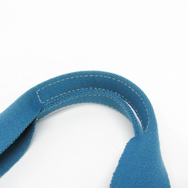 愛馬仕 Cannes MM 男女棉帆布手提包 藍色/白色-12